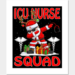 Christmas Icu Nurse Squad Reindeer Pajama Dabing Santa Posters and Art